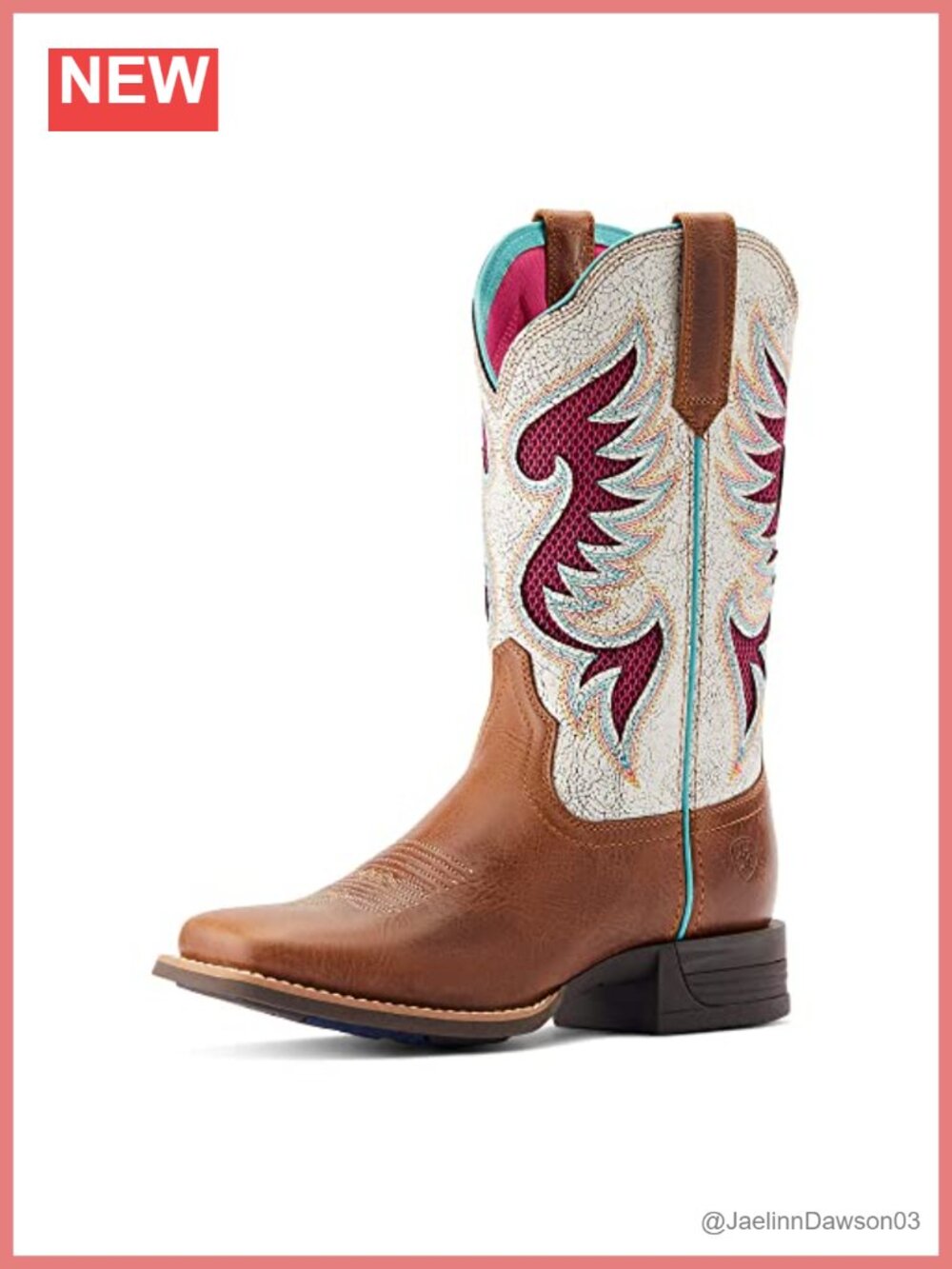 Women's Mid-Calf Western Boot, Pull-On, Wide Square Toe, Embroidered